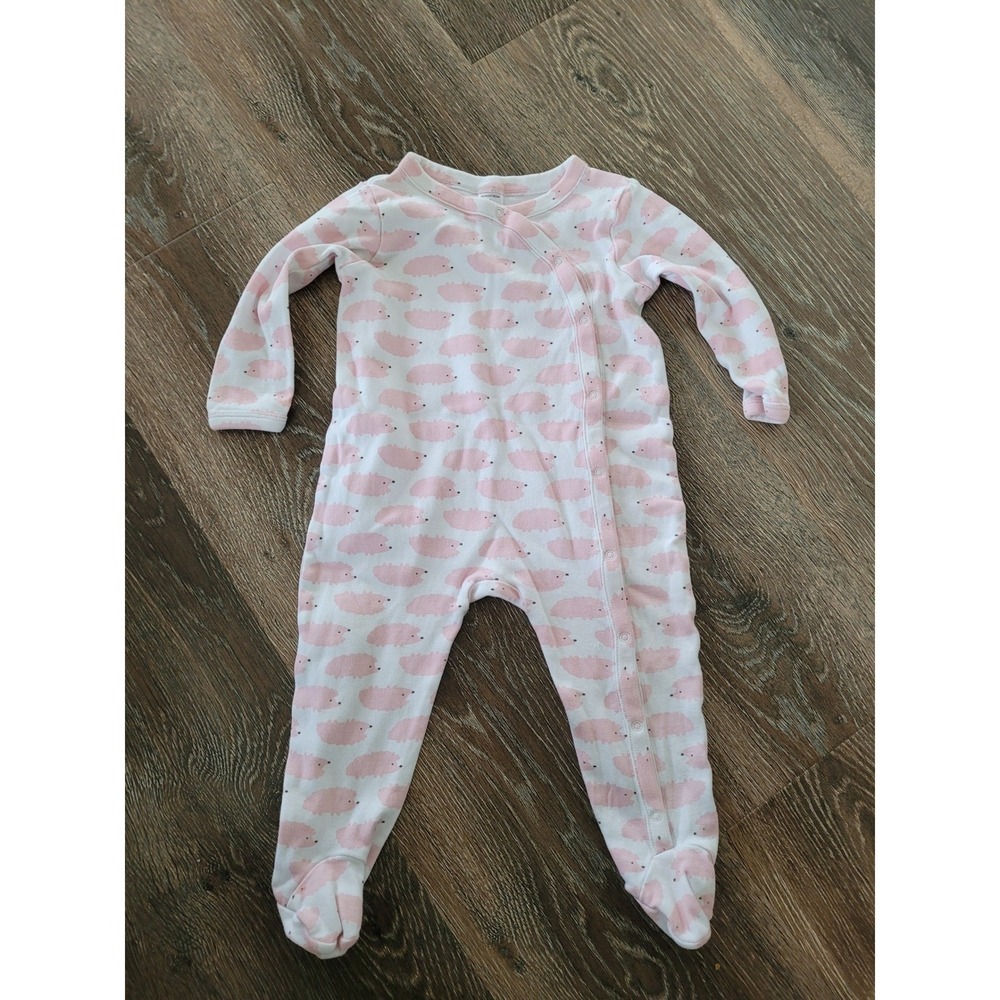 Baby Girl Nordstrom Pink Hedgehog Footed Pajamas Sleepsuit 9 Months‎ #R